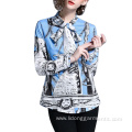 Design Custom Printing Long Sleeve Blouses Office Wear